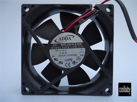 ADDA AD0812HB-C70 Fan 12V 0.24A 80*80*20MM 2Pin