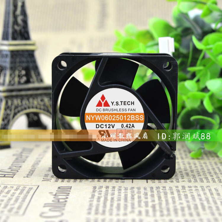 Y.S.TECH NYW06025012BSS 6cm 6025 12V 0.42A Dual Ball Server Cooling Fan