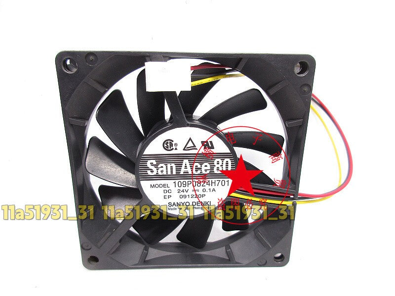 1PC Sanyo 109P0824H701 Cooling Fan 24V 0.1A 8CM 8015 3-wire New FREE SHIPPING
