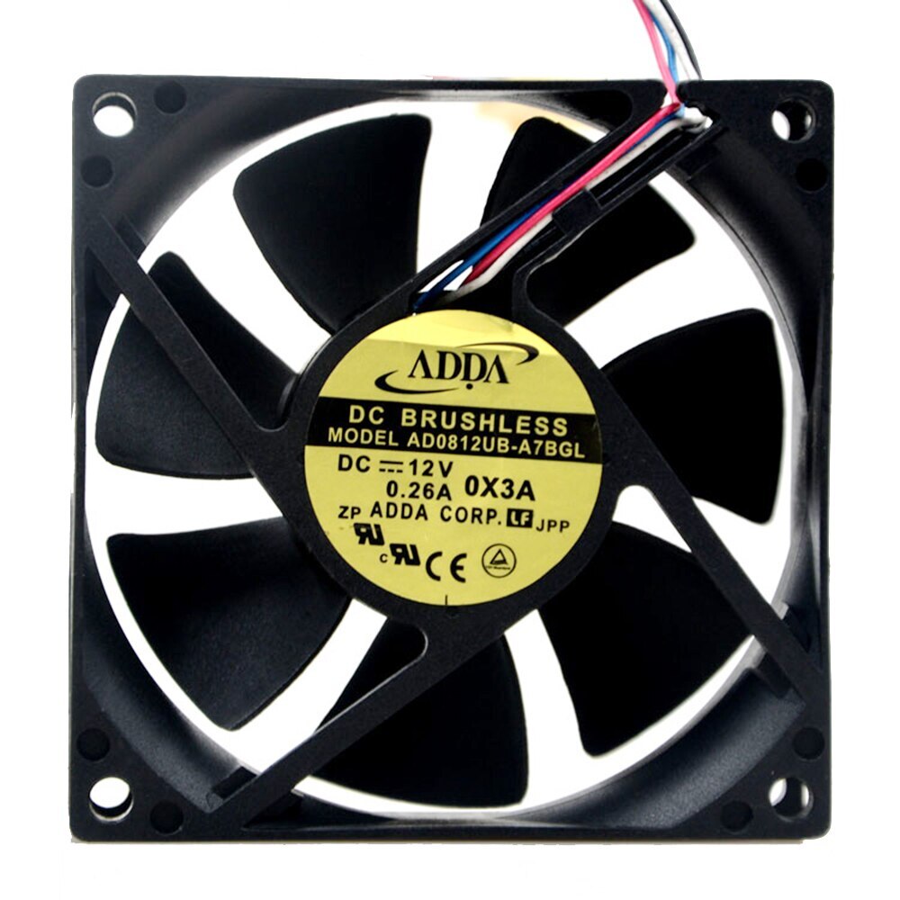 For ADDA AD0812UB-A7BGL S DC 12V 0.26A 4-wire 80x80x25mm Server Cooling Fan