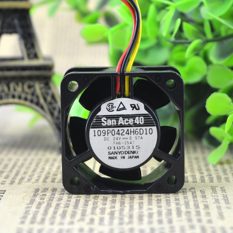 SANYO 109P0424H6D10 40x40x20mm DC 24V 0.07A 3 wire Chassis Cooling Fan
