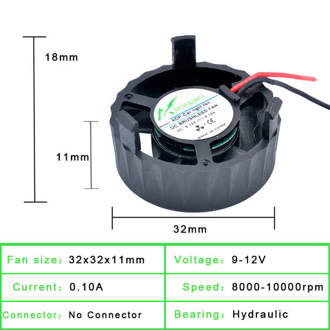 ACP-Car light fan 9-12V Dia 32mm round small light cooling fan