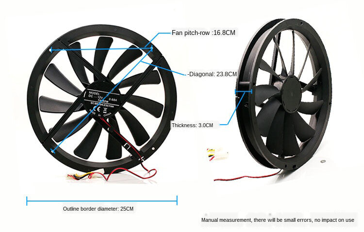 250mm 25cm DC 12V 1200RPM 40DBA Molex 4D 250X30 mm PC Computer Case Cooling Fan