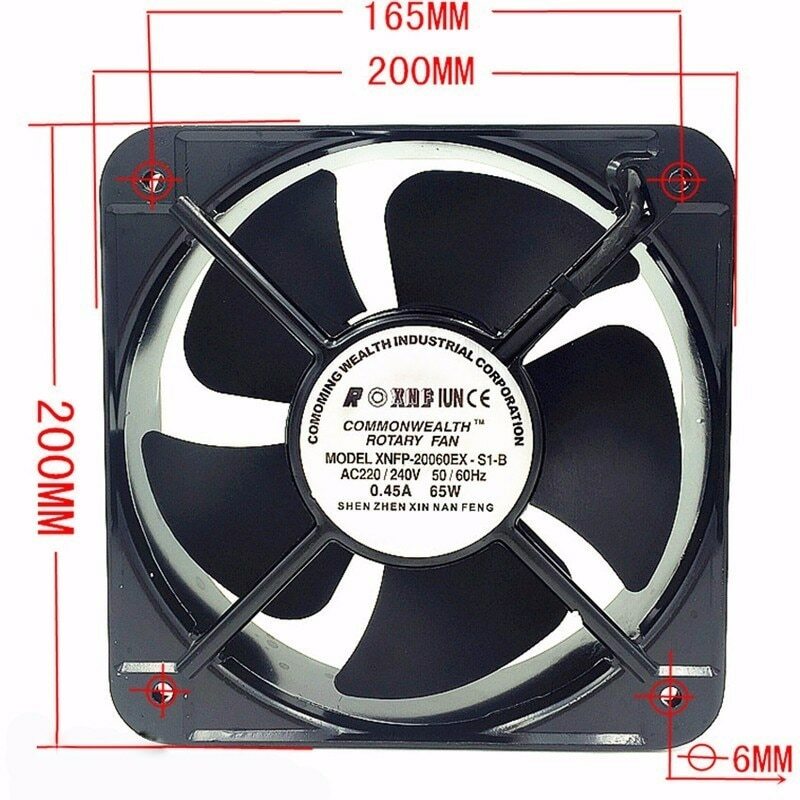 FP20060EX-S1-B 20CM 200x200x60 MM 20060 AC 220V Double Ball Bearing Axial Fan
