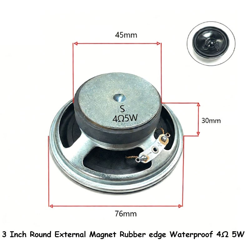 3 Inch 4Ω 8Ω 16Ohm 1W 2W 3W 5W 10W 20W Full-range Speaker Loudspeaker Waterproof