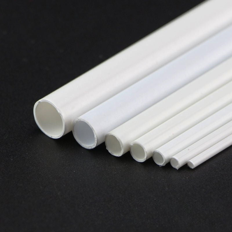 250mm ABS Round Tube Dia 2/2.5/3/4/5/6/8mm Styrene Plastic Strips Rod Plasticard