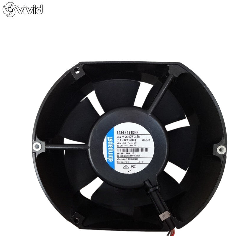 Cooling Fan 6424/12TDHR DC24V 60W 172*150*51MM 3 WIRE Aluminum Frame