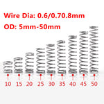 10Pcs Wire Dia 0.6/0.7/0.8mm 304 Stainless Steel Compression Spring OD 5mm-50mm