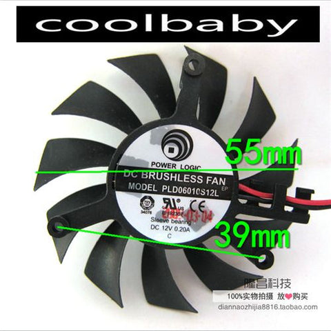 53mm power logic PLD06010S12L 12v 0.20A video card Fan 2Pin