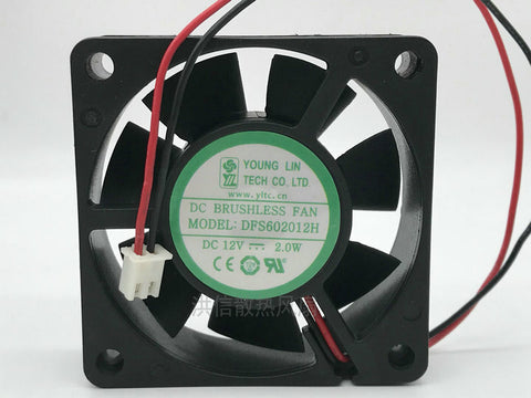 YOUNGLIN DFS602012H 60*60*20MM DC12V 3.4W 2Pin Cooling Fan