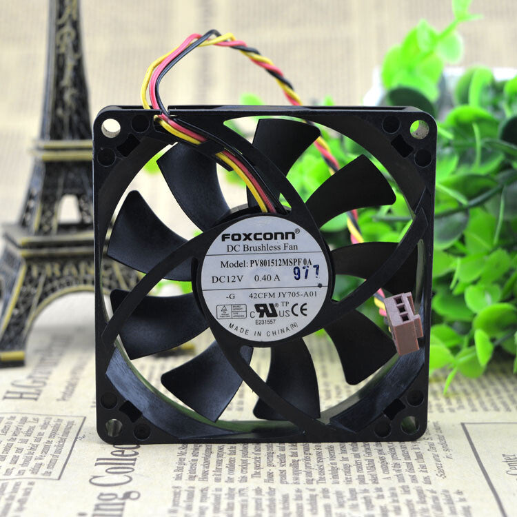 FOXCONN PV801512MSPF 0AFan 0A 12V 0.40A 3pin 80*80*15mm