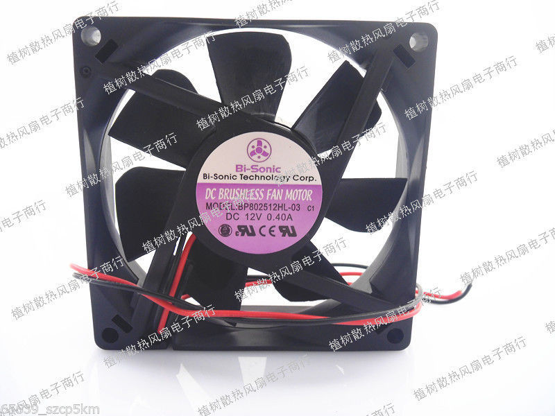 BI-SONIC BP802512HL-03 12V 0.4A 80x80x25mm 2 Wire Chassis Cooling Fan