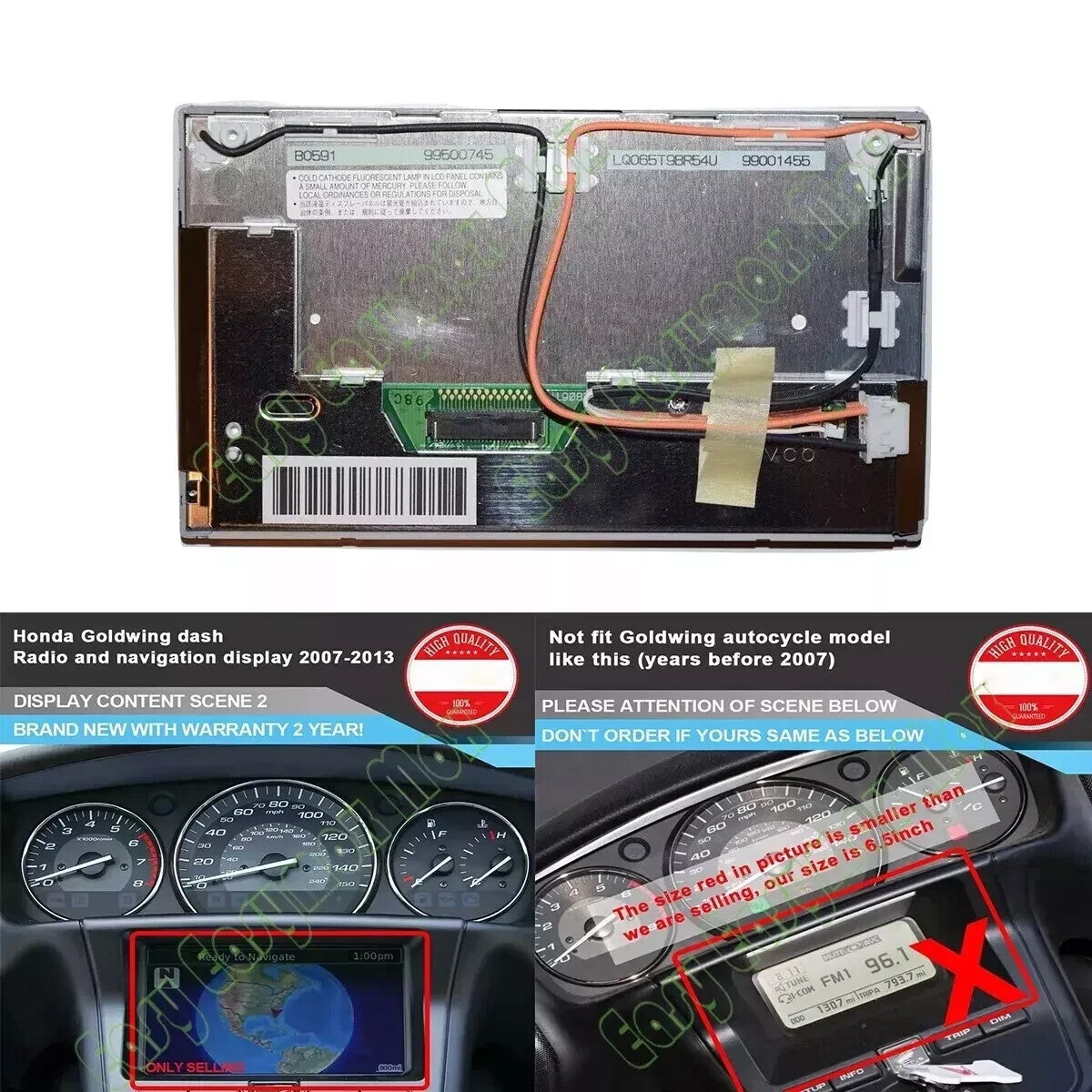 6.5'' LQ065T9BR55U LCD display screen for Honda motorcycles gold wing GL1800
