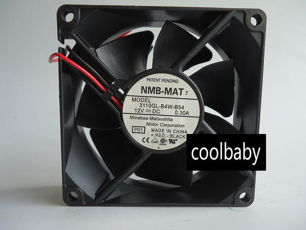 2pcs Brushless Server Square Fan Cooling Fan NMB 3110GL-B4W-B54 8025 DC 12V 0.3A
