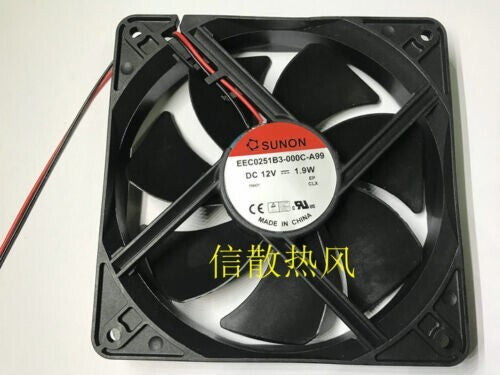 SUNON 12025 EEC0251B3-000C-A99 DC12V 1.9W 12CM 2-wire cooling fan