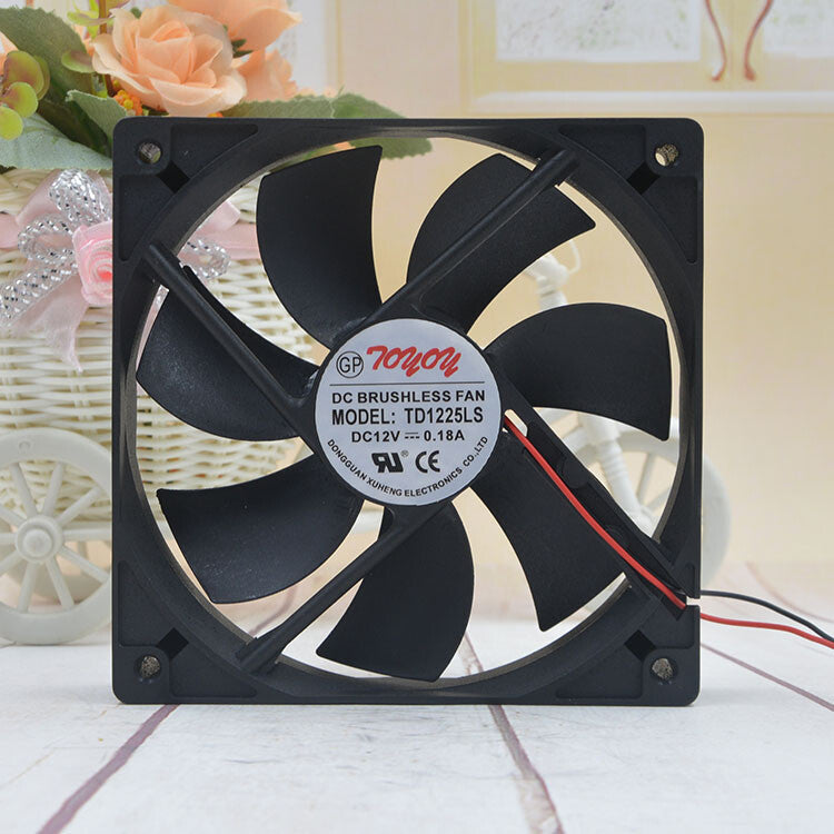 1pc TONON TD1225LS 12V 0.18A 120*120*25MM 12CM 2Pin Cooling Fan
