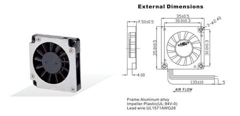 NEW ADDA AB3505LX-QB0 3507 DC 5V 0.1A 3.5CM Blower turbine cooling fan