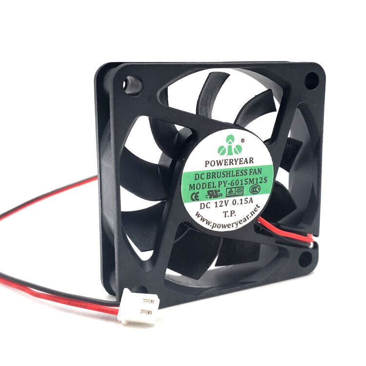 PY-6015M12S 12V 0.15A 6015 6CM 2-wire chassis cooling fan