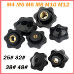 Thumb Screw Bolts Female Thread Black Round Fluted Clamping Knob M4 to M12