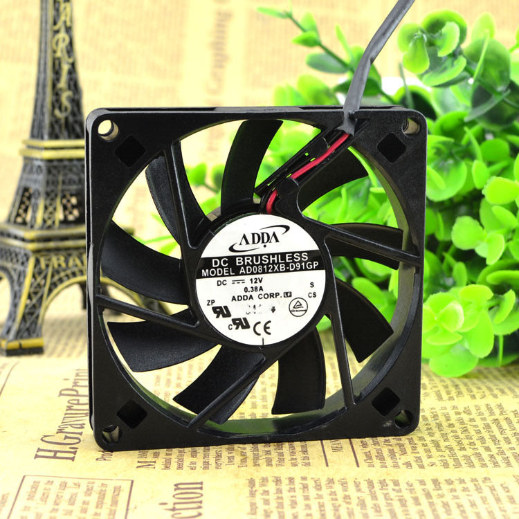 ADDA AD0812XB-D91GP DC 12V 0.38A 2Pin 80x80x15mm BALL BEARING Case Cooling Fan