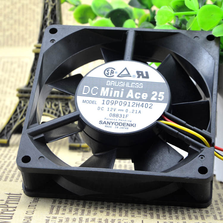 San Ace 109P0912H402 90X90X25mm DC 12V 0.21A 3 Pin Chassis Cooling Fan