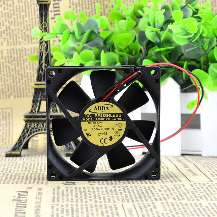 ADDA AD0812MB-A70GL DC12V 0.15A 2 Pin 80x80x25mm Silent Case Cooling Fan