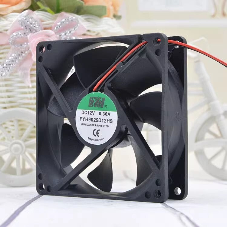 FYH FYH9025D12HS DC12V 0.36A 9225 9.2CM 2-wire cooling fan