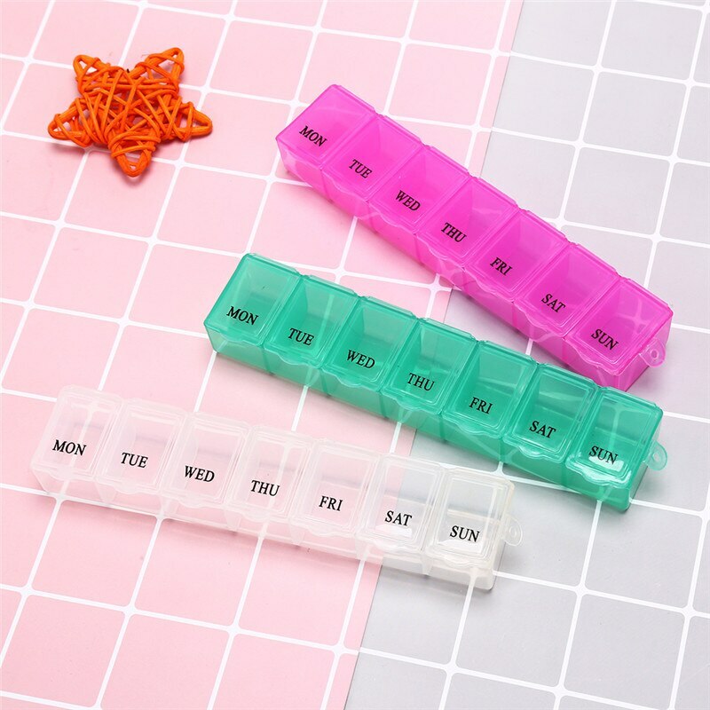 Pill Box Storage Dispenser 7 Days Pill Case Weekly Tablet Pill Medicine Box