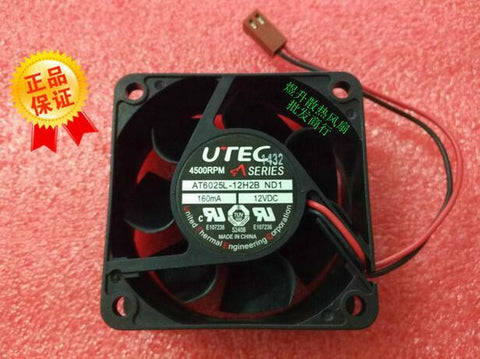 UTEC 6025 AT6025L-12H2B DC12V 160mA 60*60*25MM 4500RPM 2 wire dual ball fan