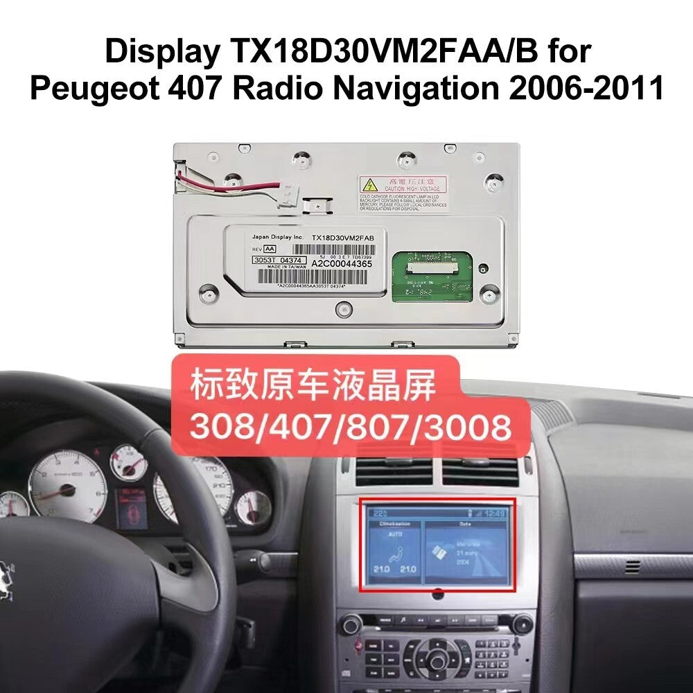 LCD TX18D30VM2FAA/B for Peugeot 308 407 807 Radio Navigation Repair Replacement