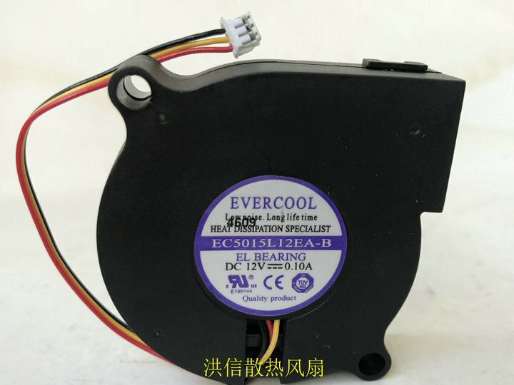 1pcs EVERCOOL EC5015L12EA-B 12V 0.10A 5CM 5015 Blower Cooling Fan 3pin
