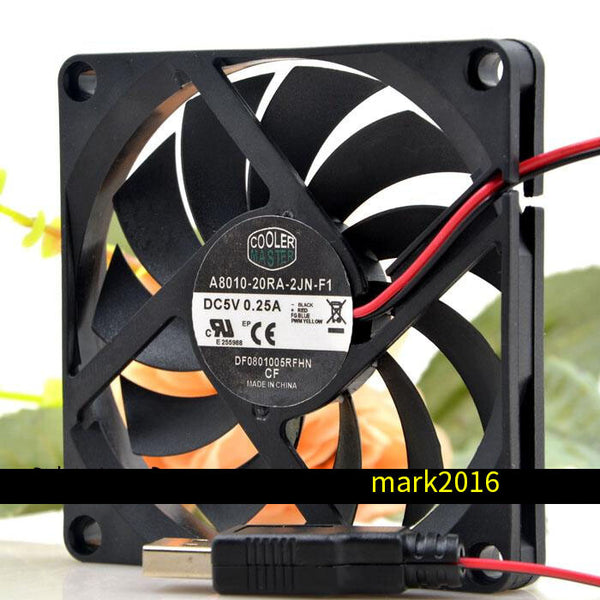A8010-20RA-2JN-F1 Ultra-thin Mute Cooling Fan USB DC 5V 0.25A 8010 8cm 2 Wires