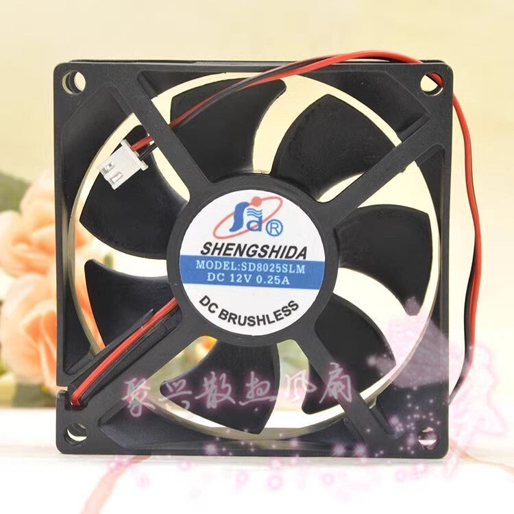 1 PCS SHENGSHIDA SD8025SLM DC12V 0.25A 8CM 8025 2-Wire Cooling Fan