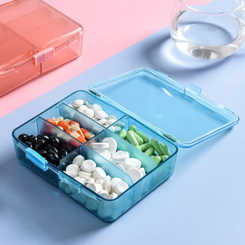 Medicine Pill Box 6 large Grids Pills Box for Vitamin/ capsule pill case