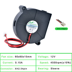 ACP6015 60mm DC12V 0.15A Turbo blower cooling fan for projector 3D printer