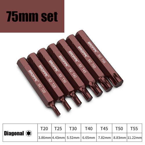 Torx Impact Screwdriver Bit T20 T25 T30 T40 T45 T50 T55 Insert Bit 30mm/75mm