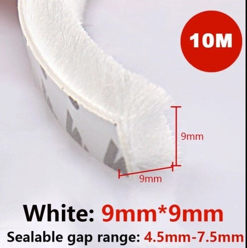 10Meters Window Brush Seal Strip Self Adhesive Weather Stripping Door Sweep