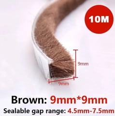 10Meters Window Brush Seal Strip Self Adhesive Weather Stripping Door Sweep