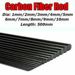 500mm Carbon Fiber Strip Solid Rod Round Square Tube Flat Bar Shaft RC Airplane