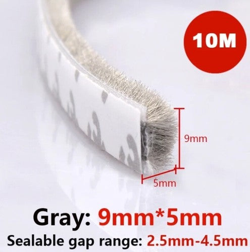 10Meters Window Brush Seal Strip Self Adhesive Weather Stripping Door Sweep