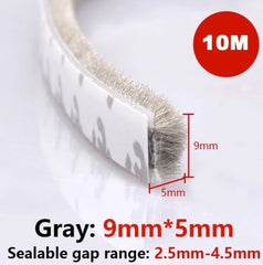 10Meters Window Brush Seal Strip Self Adhesive Weather Stripping Door Sweep