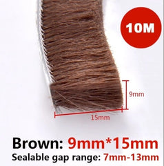10Meters Window Brush Seal Strip Self Adhesive Weather Stripping Door Sweep