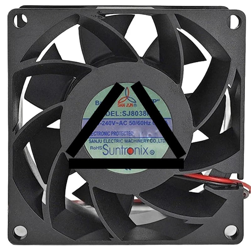 SAN JUN SJ8038HE6 100V-240V 0.24A 2 Wires Ball Bearing Cooling Fan