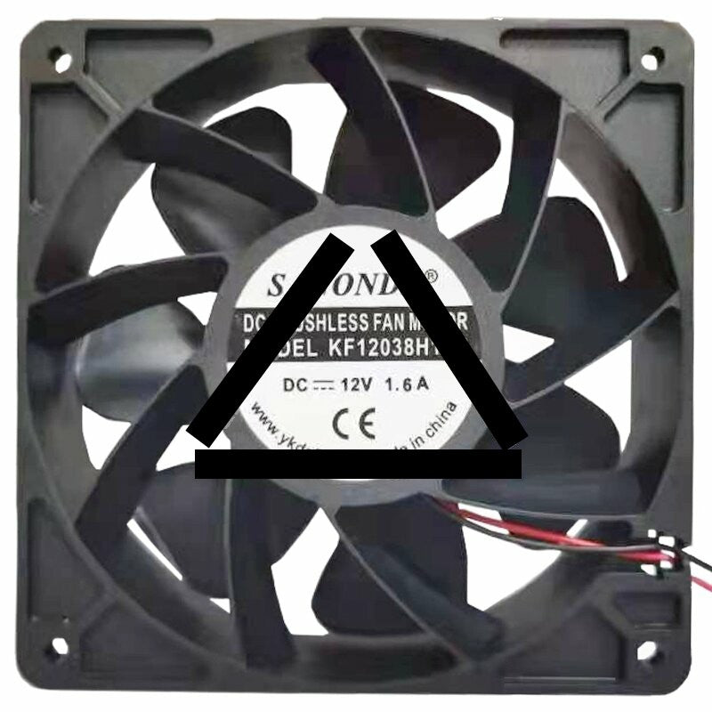 SANONDA KF12038H12B DC 12V 1.6A 2 Wires Brushless Axial Cooling Fan