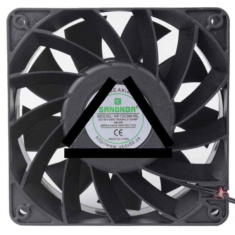 SANONDA KF12038HBL 100V-240V 0.10AMP Impedance Protected Fan