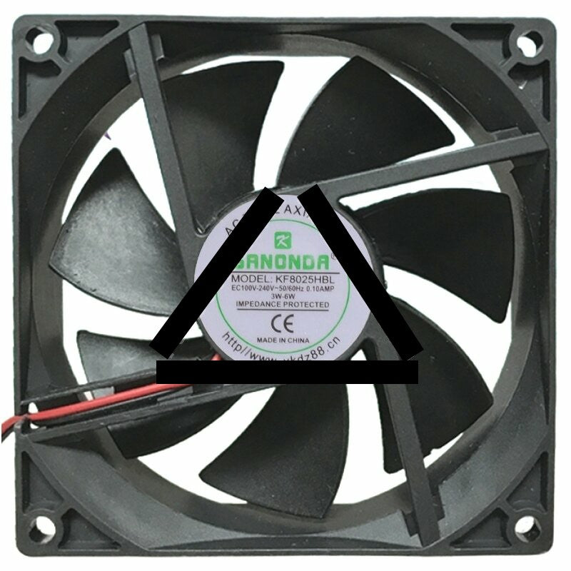SANONDA KF8025HBL 100V-240V 0.10AMP 2 Wires Cooling Fan