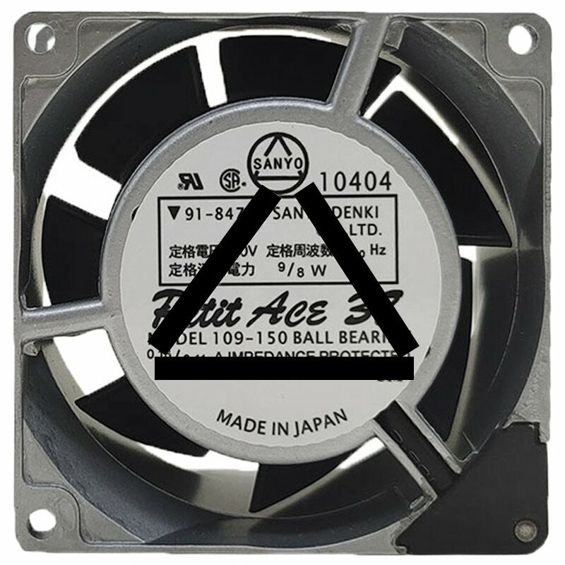 Sanyo 109-150 AC 100V 0.13/0.11A 9/8W Impedance Protected Cooling Fan