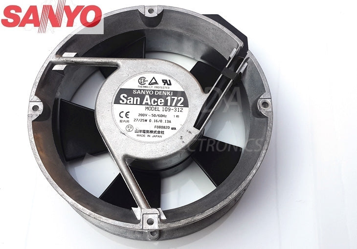 SANYO 109-312 AC 200V 27/25W 17050 17cm cabinet server inverter computer pc case cooling fans