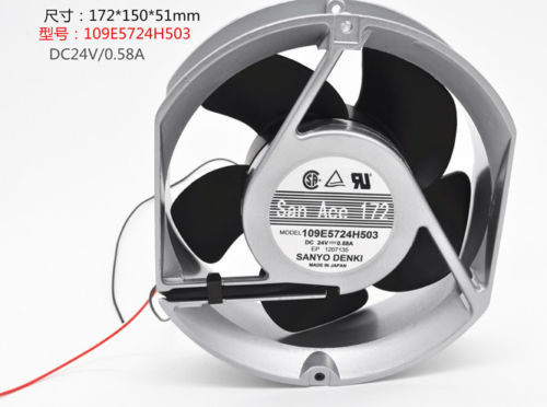 SANYO 109E5724H503 Aluminum frame Double ball fan DC24V 0.58A 172*150*51MM 2pin