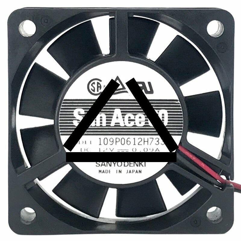 Sanyo 109P0612H733 DC 12V 0.09A 2 Wires Axial Cooling Fan